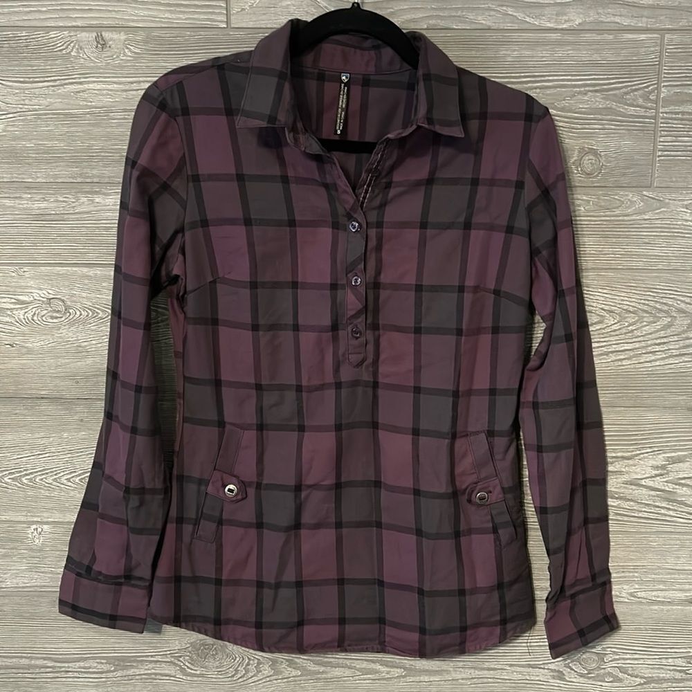 Kuhl purple plaid pullover‎ shirt size Small